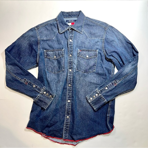 VINTAGE TOMMY HILFIGER Western Denim Shirt Medium - Picture 2 of 13